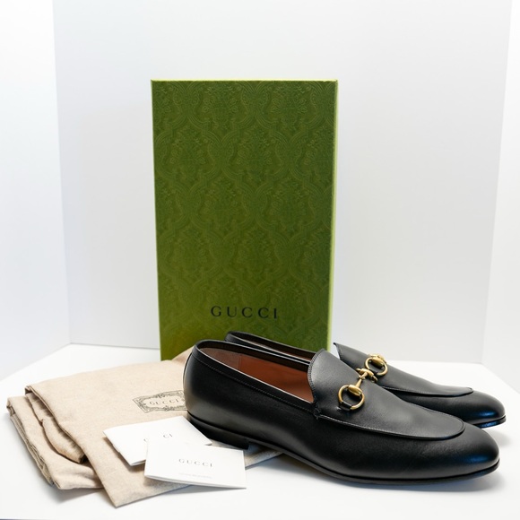 NWT GUCCI Men's JORDAAN HORSEBIT Black Leather Slip-On Loafers, BRAND NEW - Picture 1 of 11